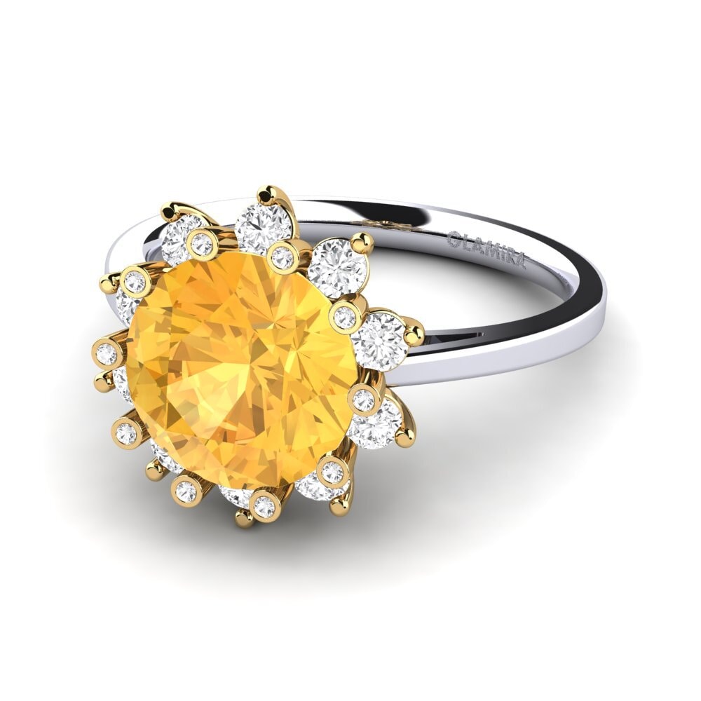 14k Oro Blanco / Amarillo Anillo de compromiso Silanna
