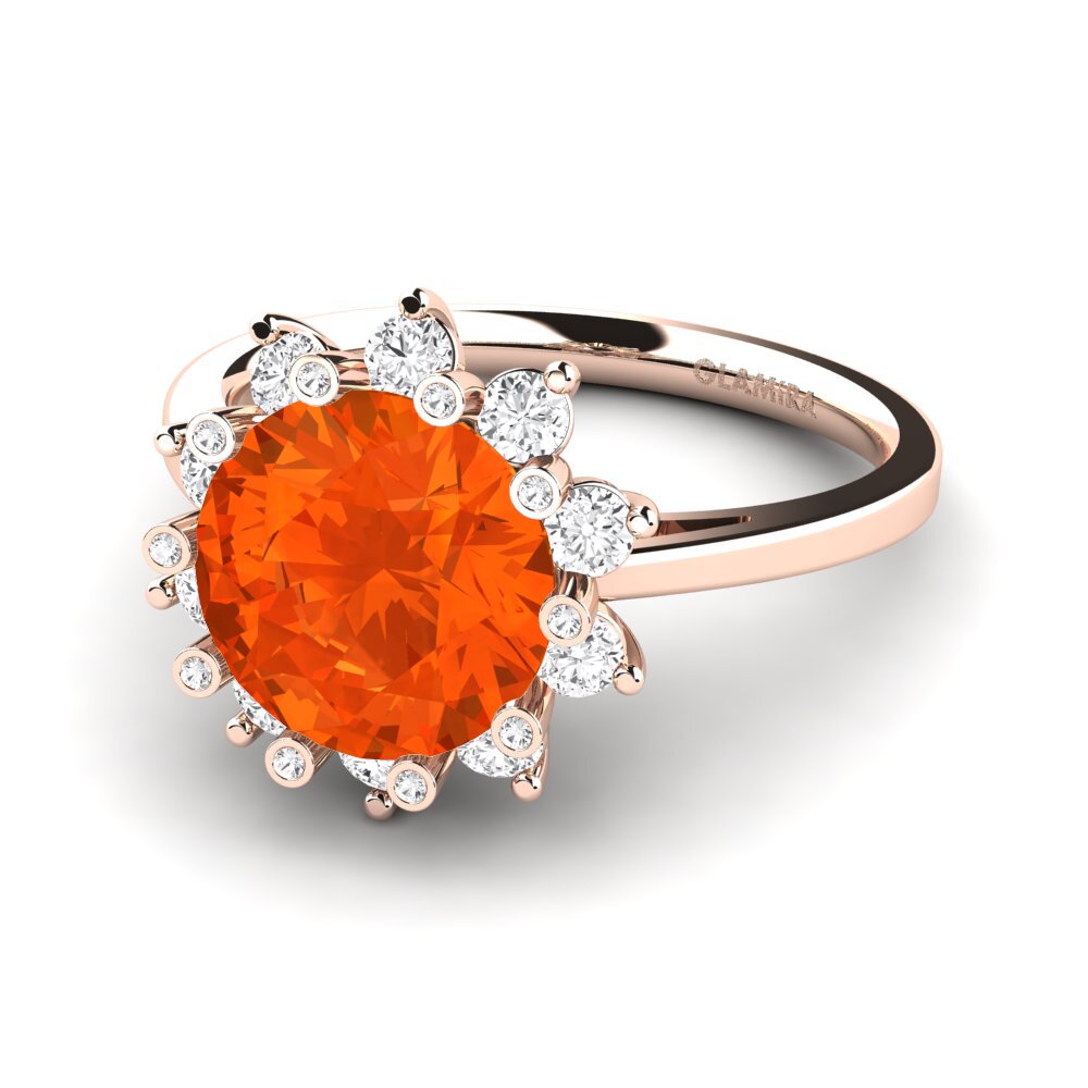 9k Rose Gold Fire-Opal Engagement Ring Silanna
