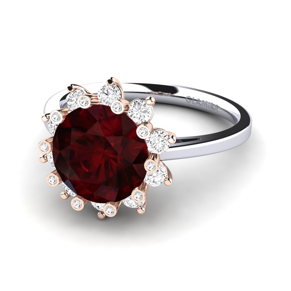 14k White & Rose Gold Garnet Engagement Ring Silanna