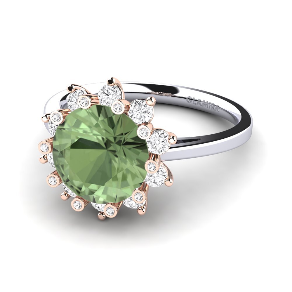 14k White & Rose Gold Green Sapphire Engagement Ring Silanna