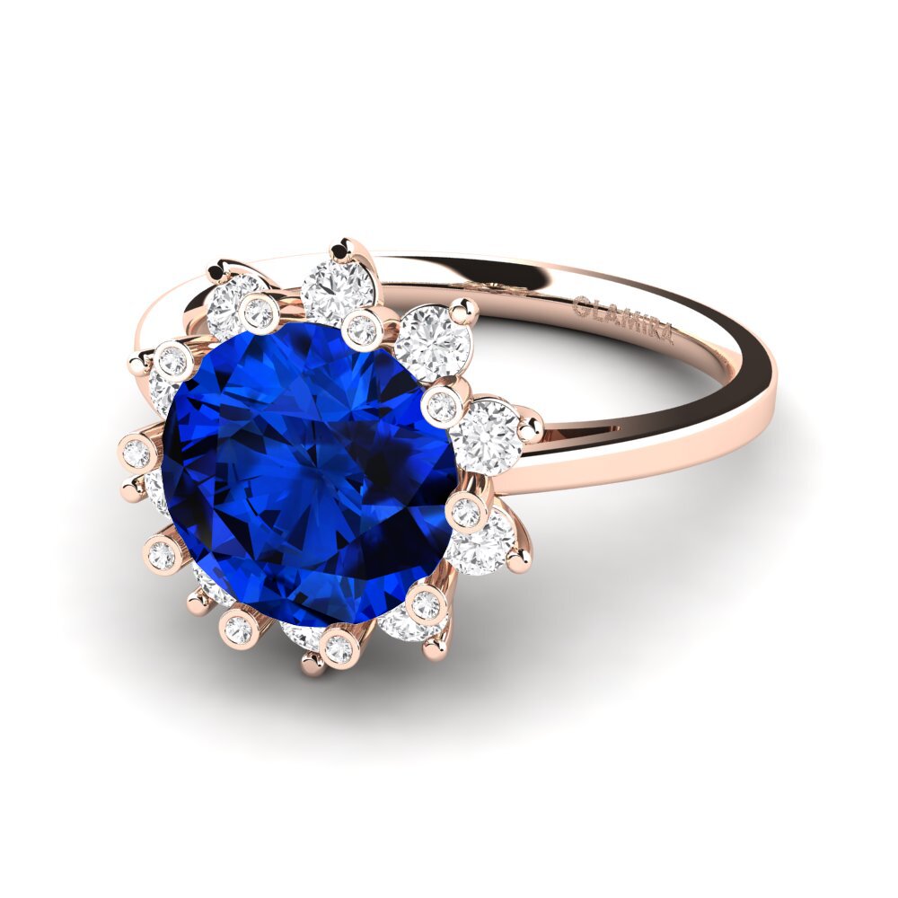 9k Rose Gold Sapphire (Lab Created) Engagement Ring Silanna