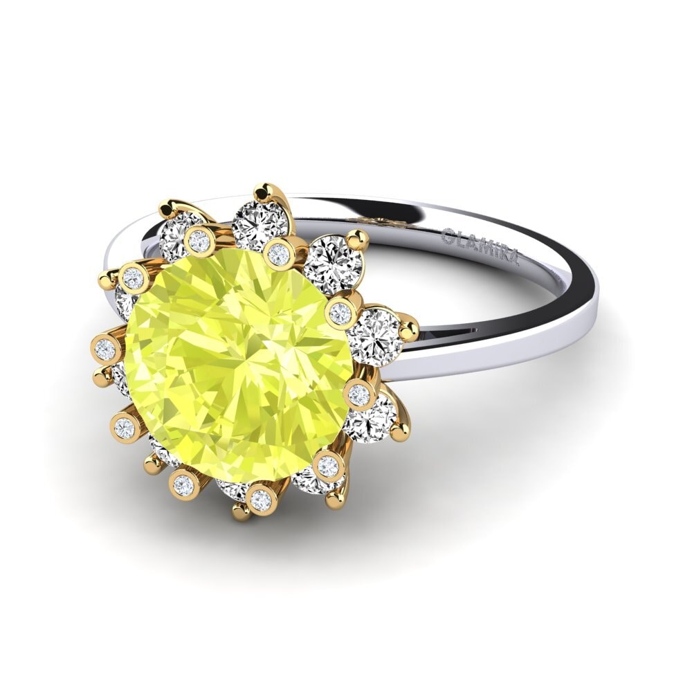 14k Oro Blanco & Amarillo Cuarzo Limón Anillo de compromiso Silanna