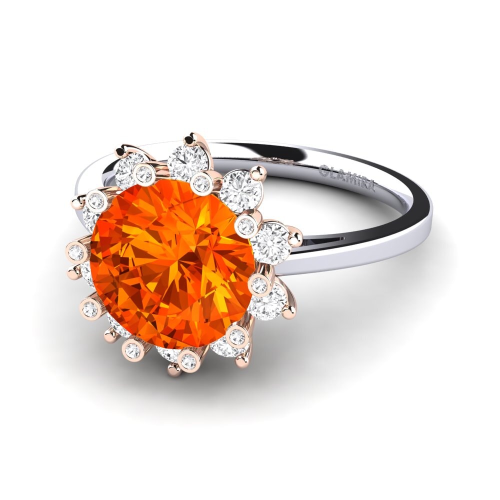 Design Solitaire Orange Sapphire 9ct White & Rose Gold Rings