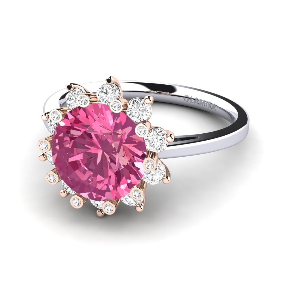 18k Oro Blanco & Rosa Anillo de compromiso Silanna