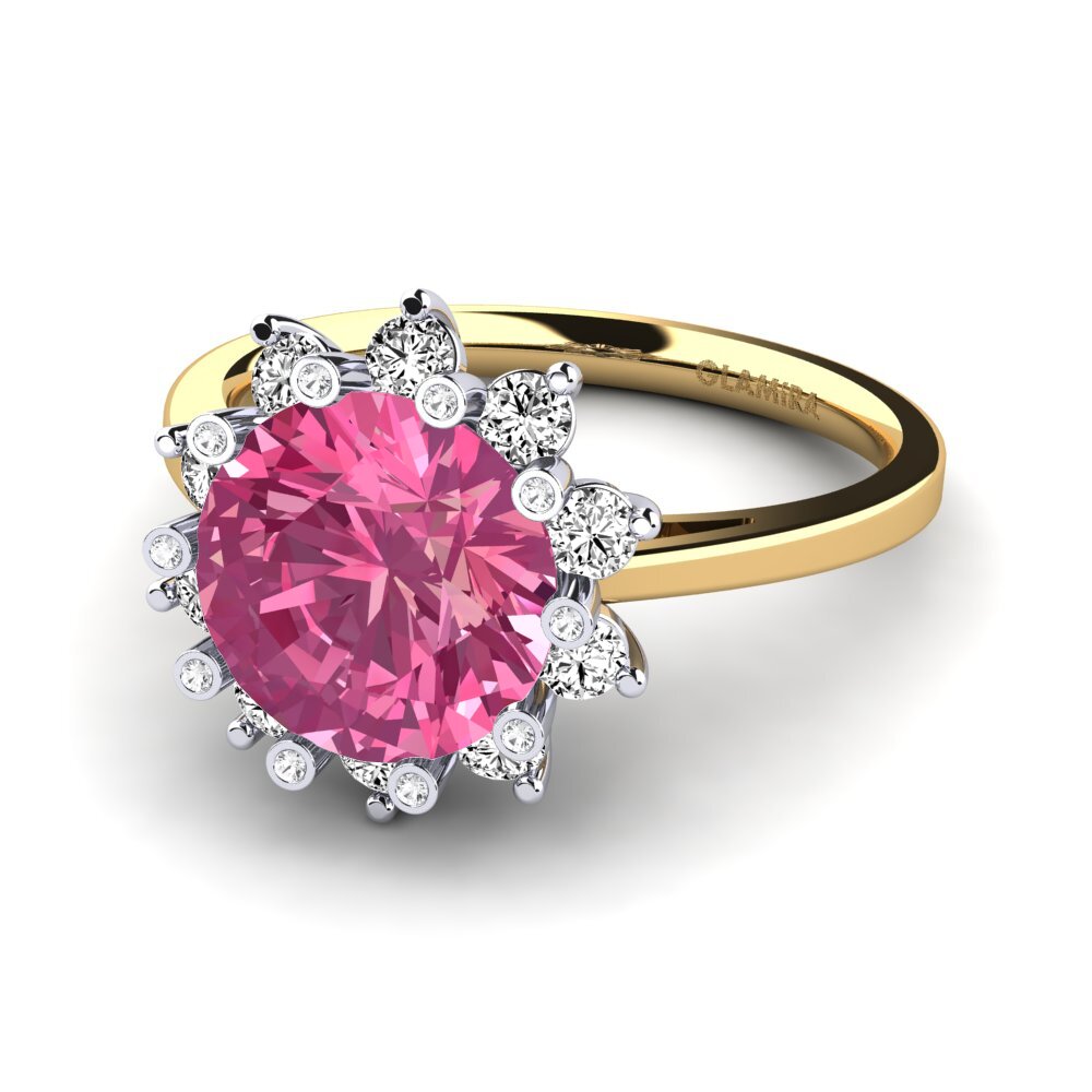 14ct Yellow / White Gold Pink Tourmaline Engagement Ring Silanna