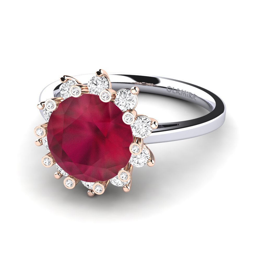 14k White & Rose Gold Ruby Engagement Ring Silanna