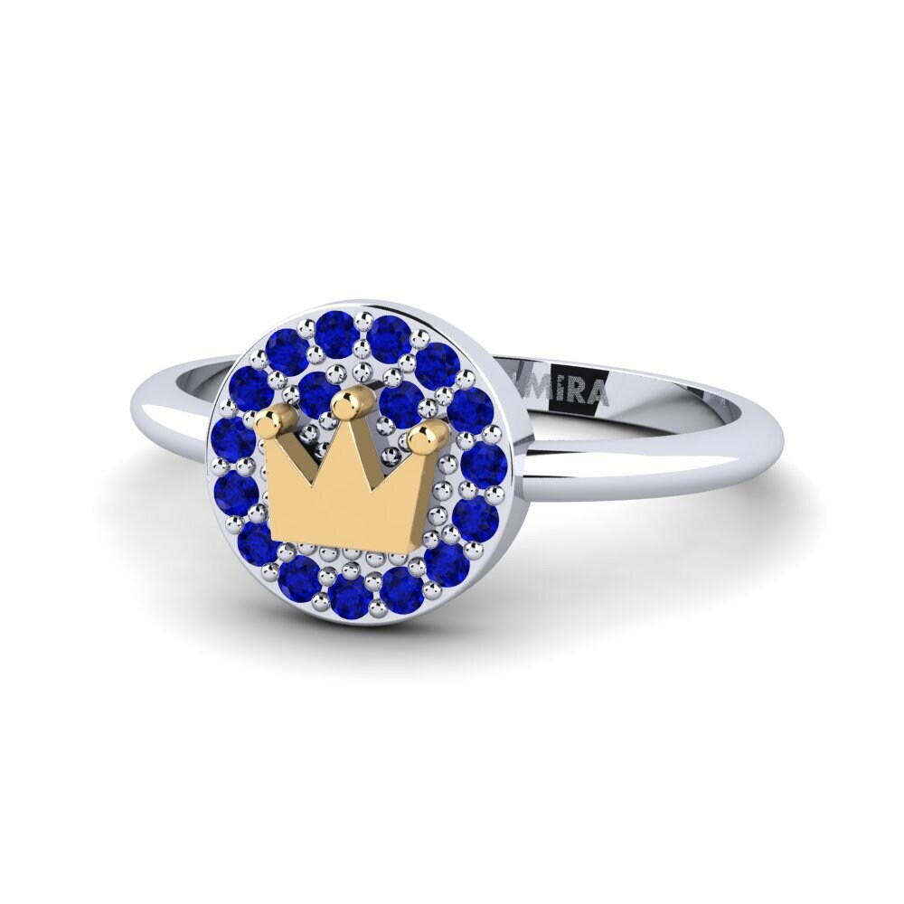 18k Oro Blanco & Amarillo Zafiro Anillo para Niño Simahla
