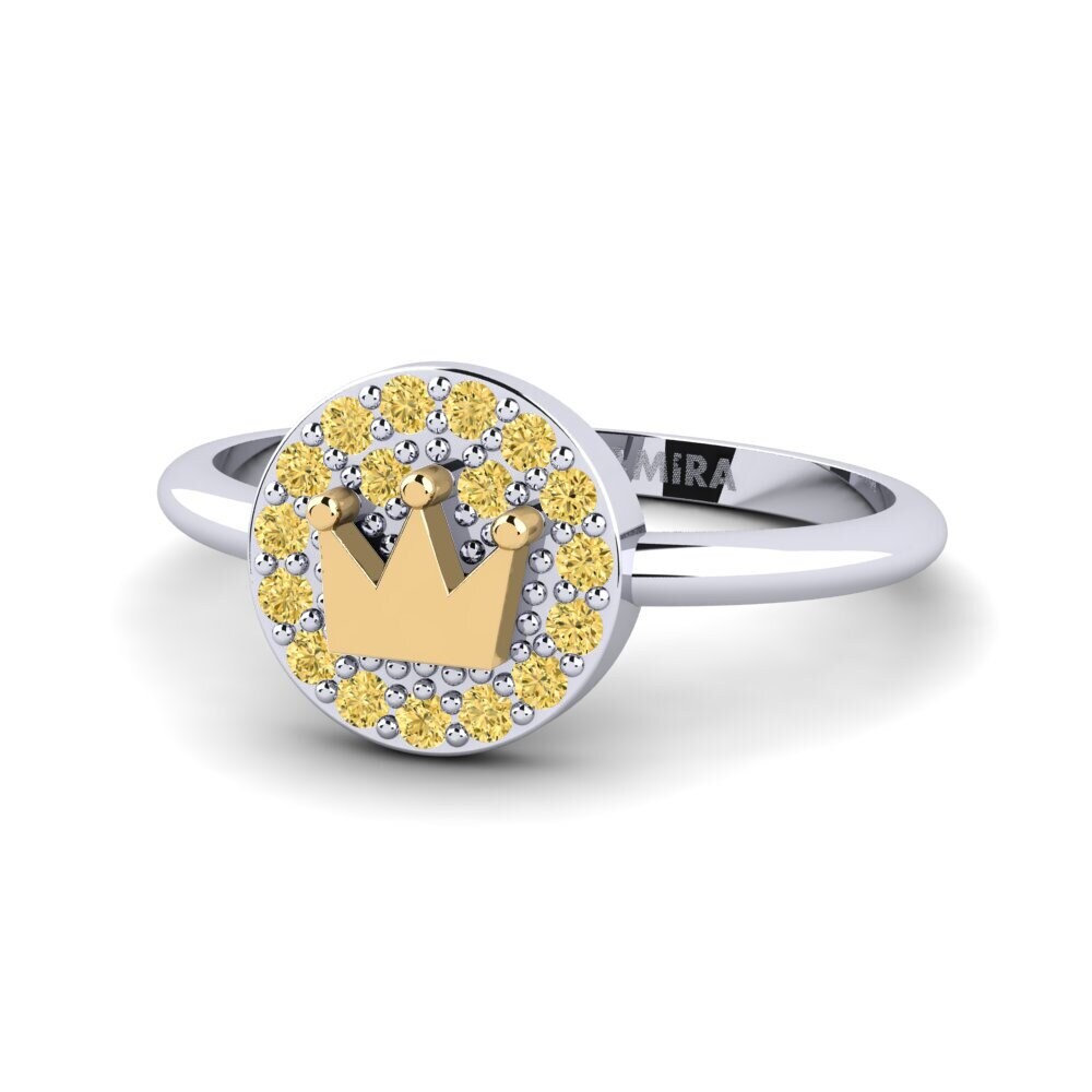 18k Oro Blanco & Amarillo Diamante Amarillo Anillo para Niño Simahla