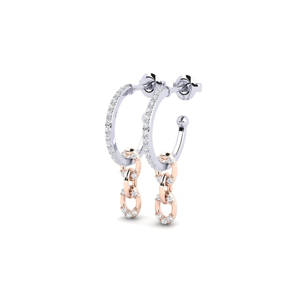 14ct White & Rose Gold Women's Earring Singa