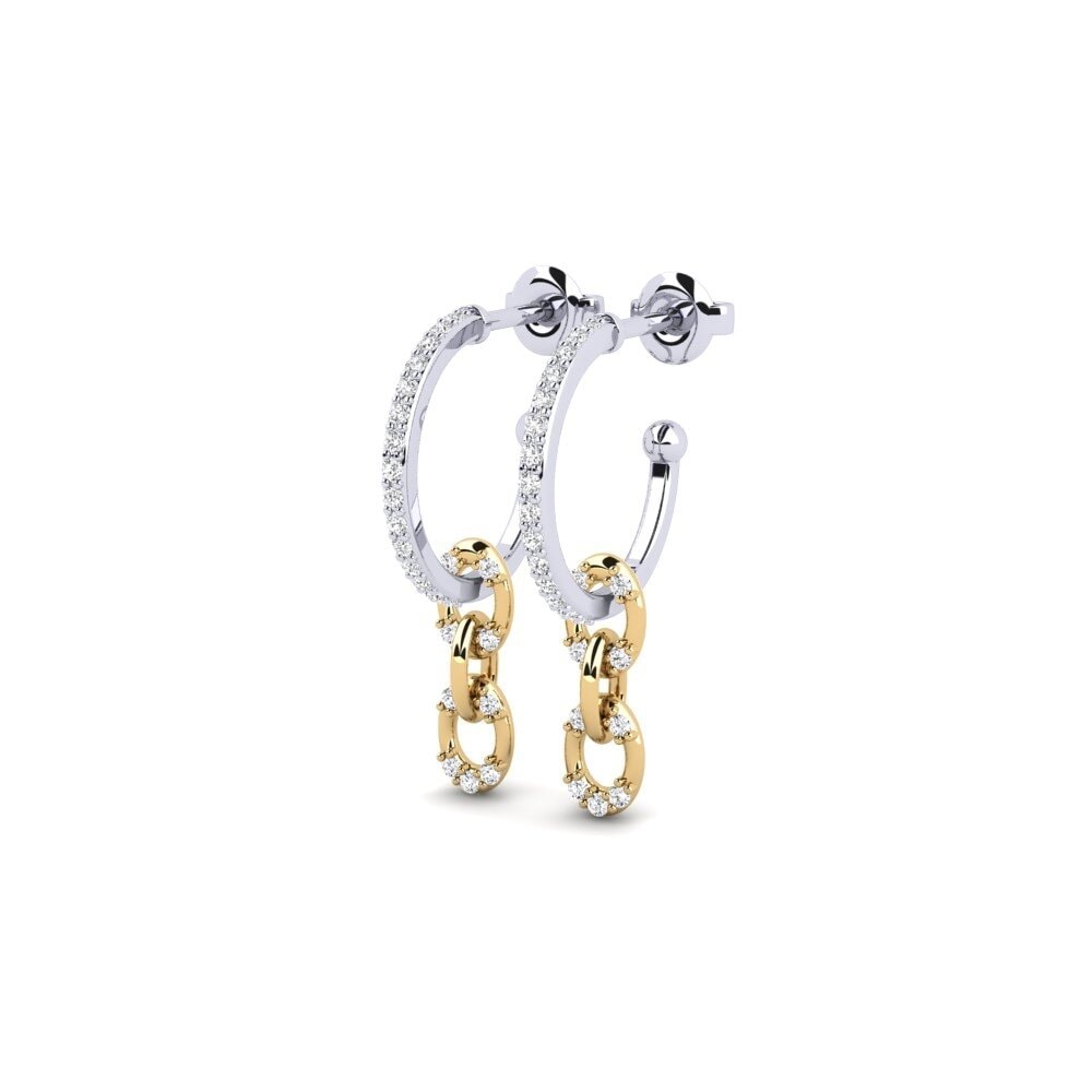 14ct White & Yellow Gold Women's Earring Singa