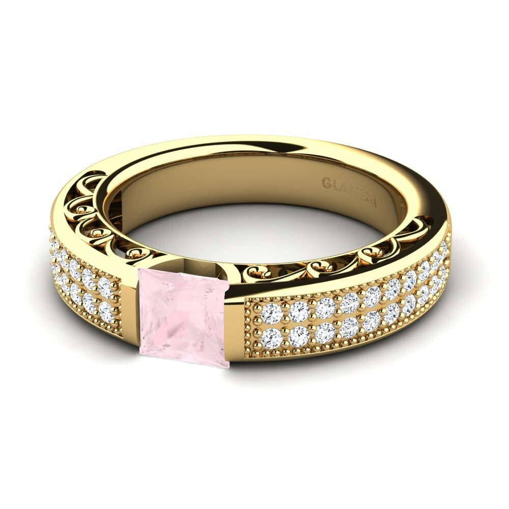 Bagues Or Jaune 18k Quartz Rose Tension