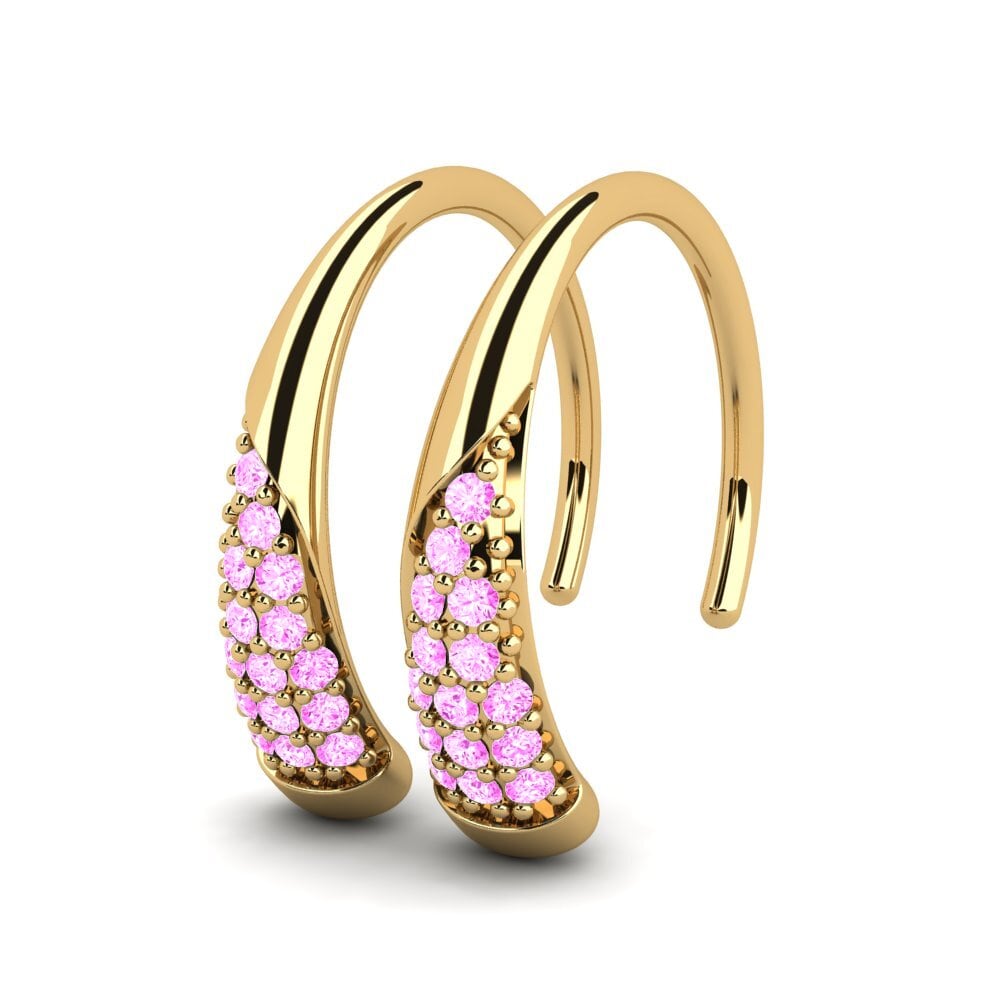 18k Oro Amarillo Zafiro Rosado Pendiente de mujer Sitara