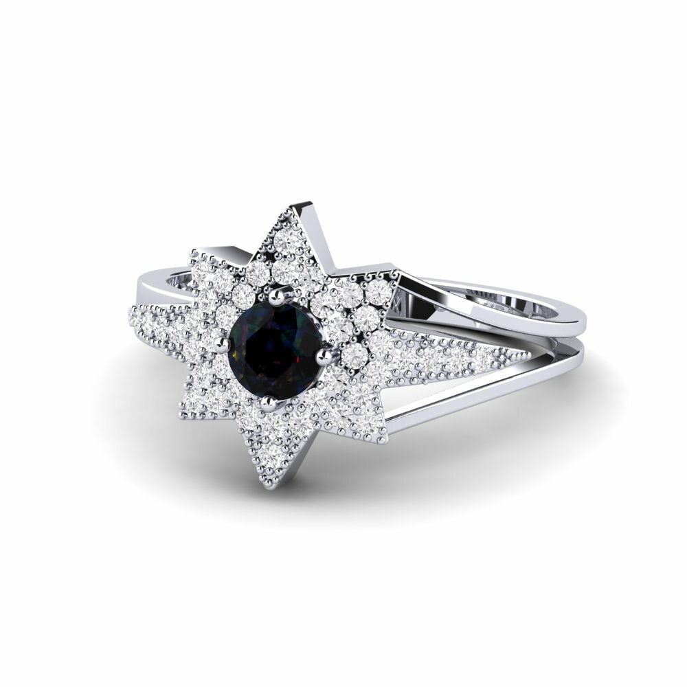 Star Black Opal Engagement Rings