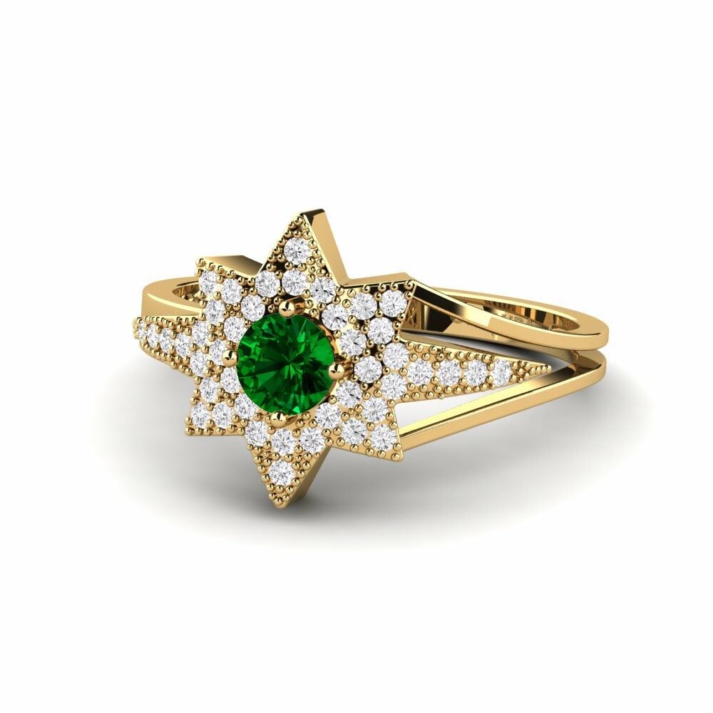 Bagues Or Jaune 18k Zircone Vert Étoiles