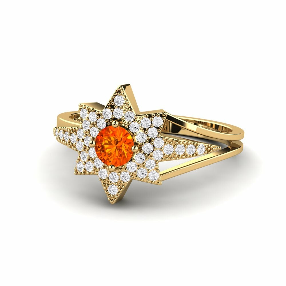 Bagues Or Jaune 18k Saphir orange Étoiles