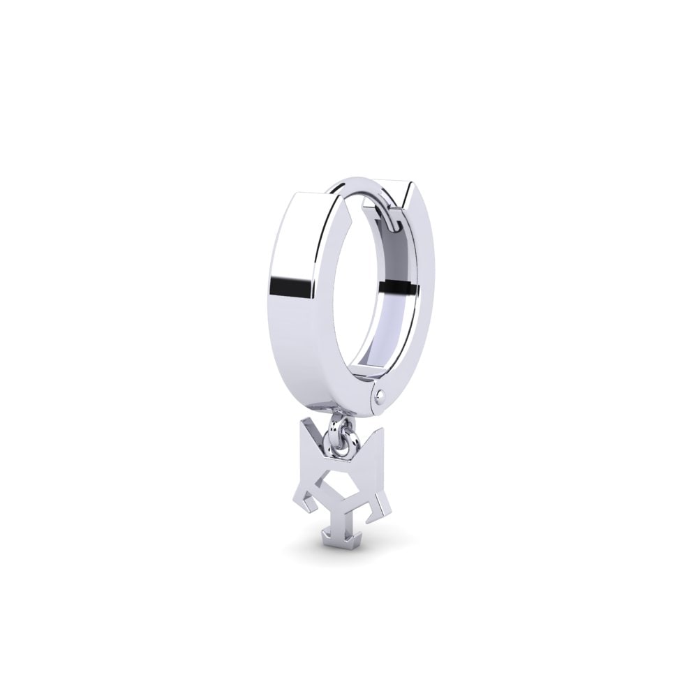 9ct White Gold Men's Earring Skizze