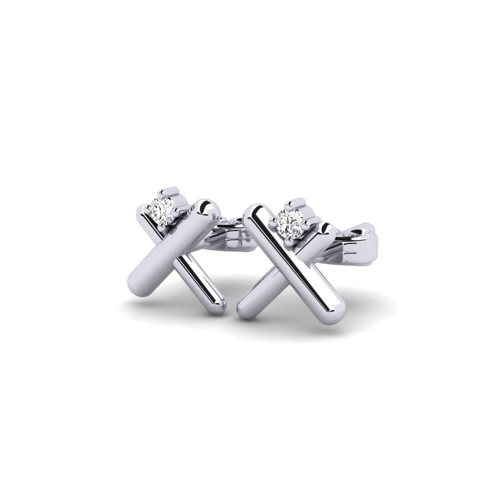 18k Oro Blanco Moissanita Pendiente de mujer Skizzle