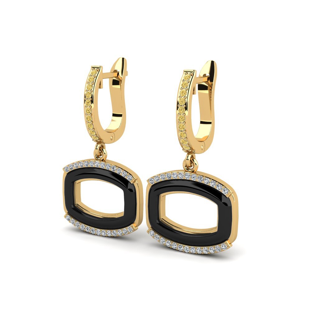 Diamant Jaune Boucle d'oreille femme Skrelpedas