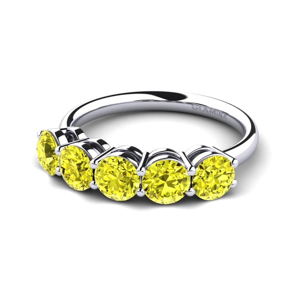 Diamante Amarelo Anel de Noivado Sloop
