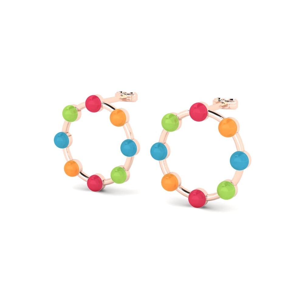14k Oro Rosa Pendientes Slunce