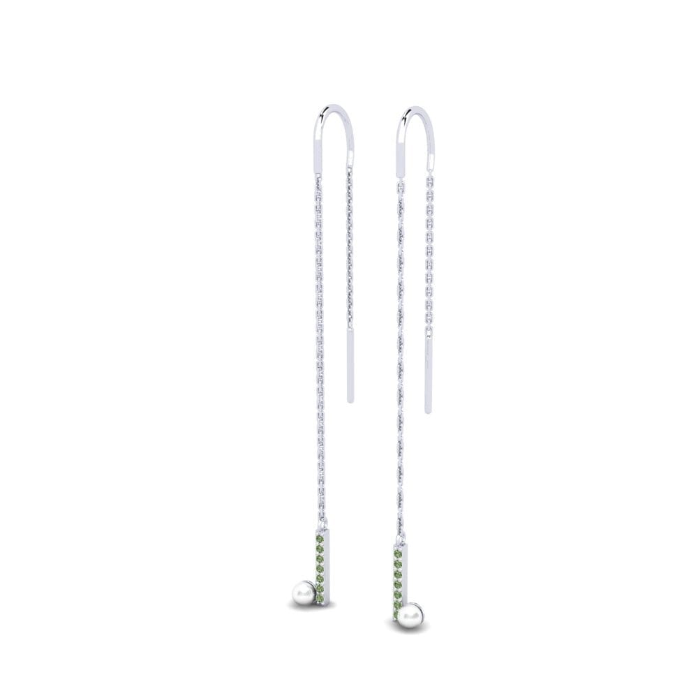 950 Platin Grüner Diamant Damen ohrring Smjesa