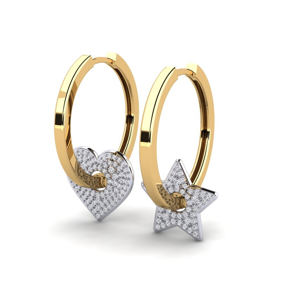 14k Oro Amarillo/Blanco Pendiente de mujer Smoot