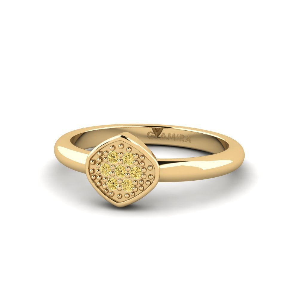 Diamante Amarelo Anéis de Mindinho Snilat