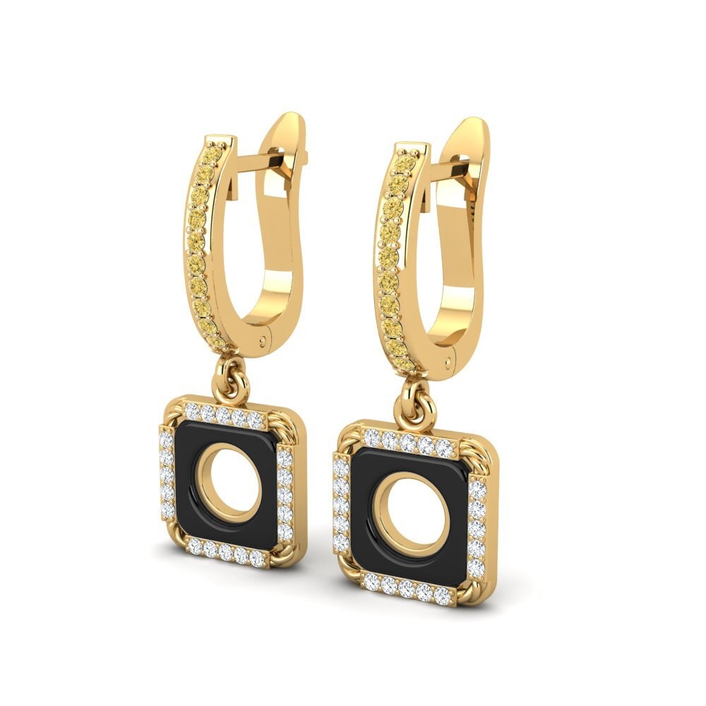 Diamant Jaune Boucle d'oreille femme Snivysed