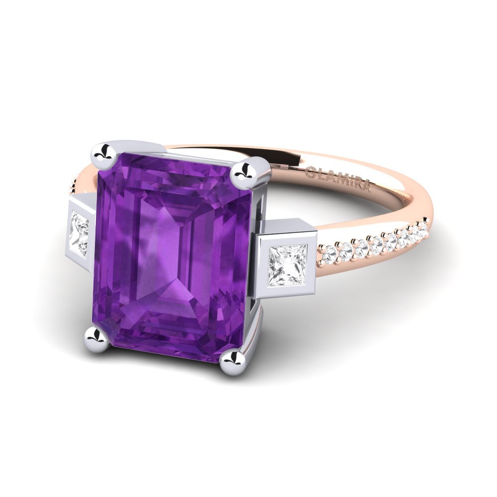 14k Rose & White Gold Amethyst Engagement Ring Sohniel