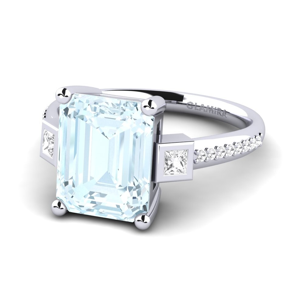 18k Oro Blanco Anillo de compromiso Sohniel