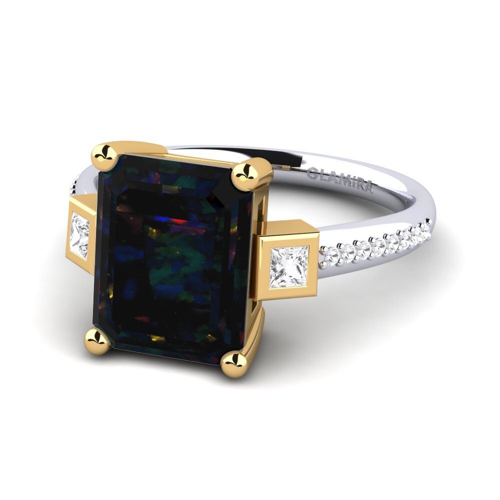 14k Oro Blanco / Amarillo Anillo de compromiso Sohniel