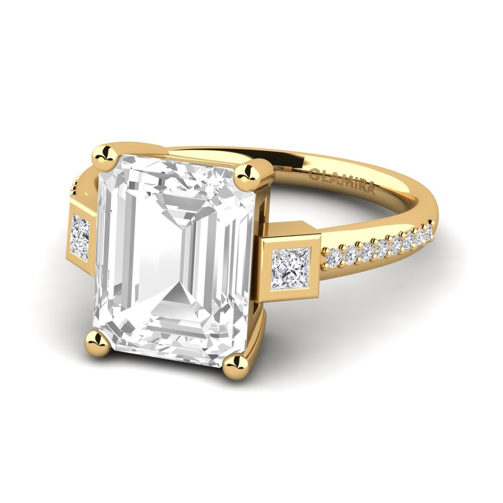 9k Oro Amarillo Topacio blanco Anillo de compromiso Sohniel