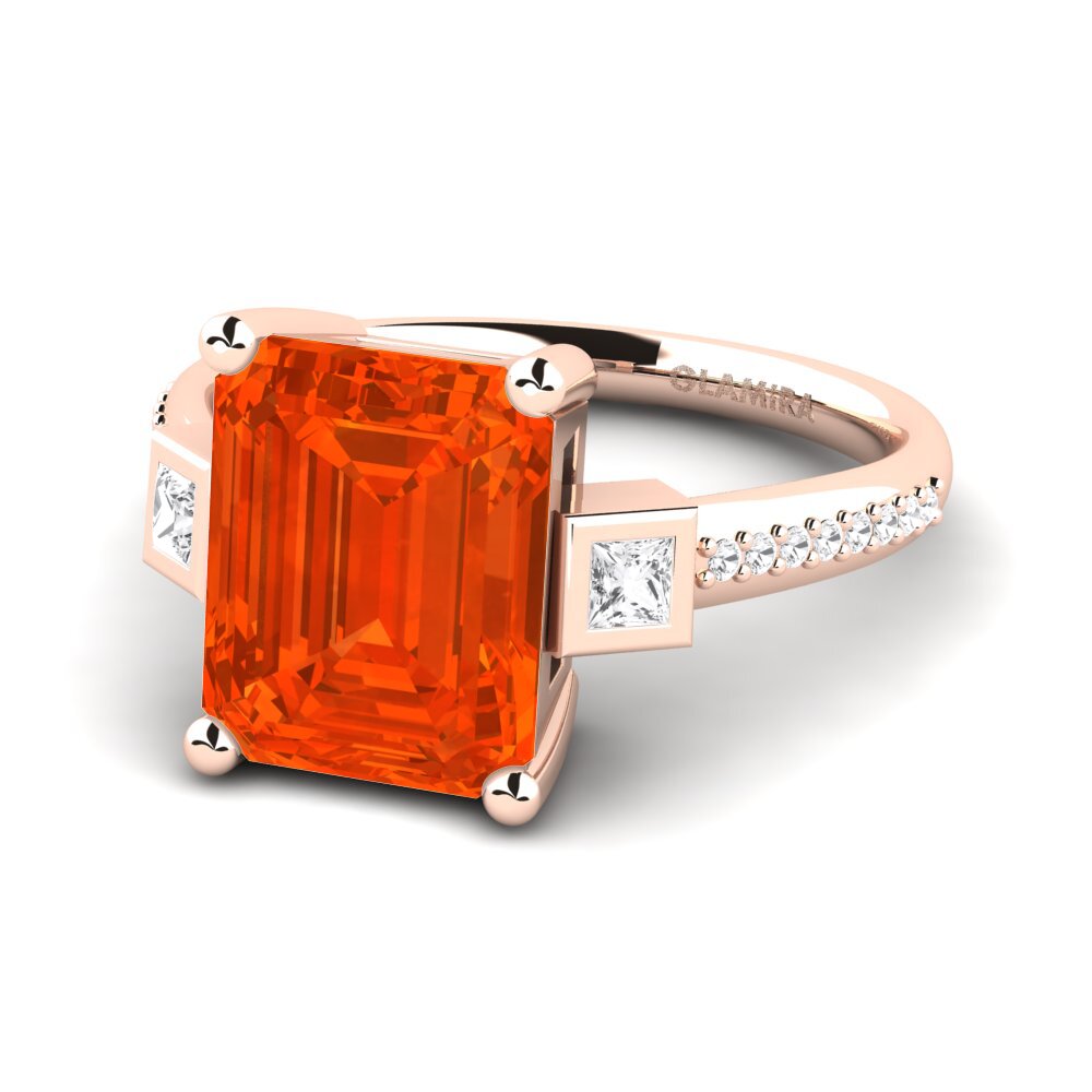 9k Rose Gold Fire-Opal Engagement Ring Sohniel