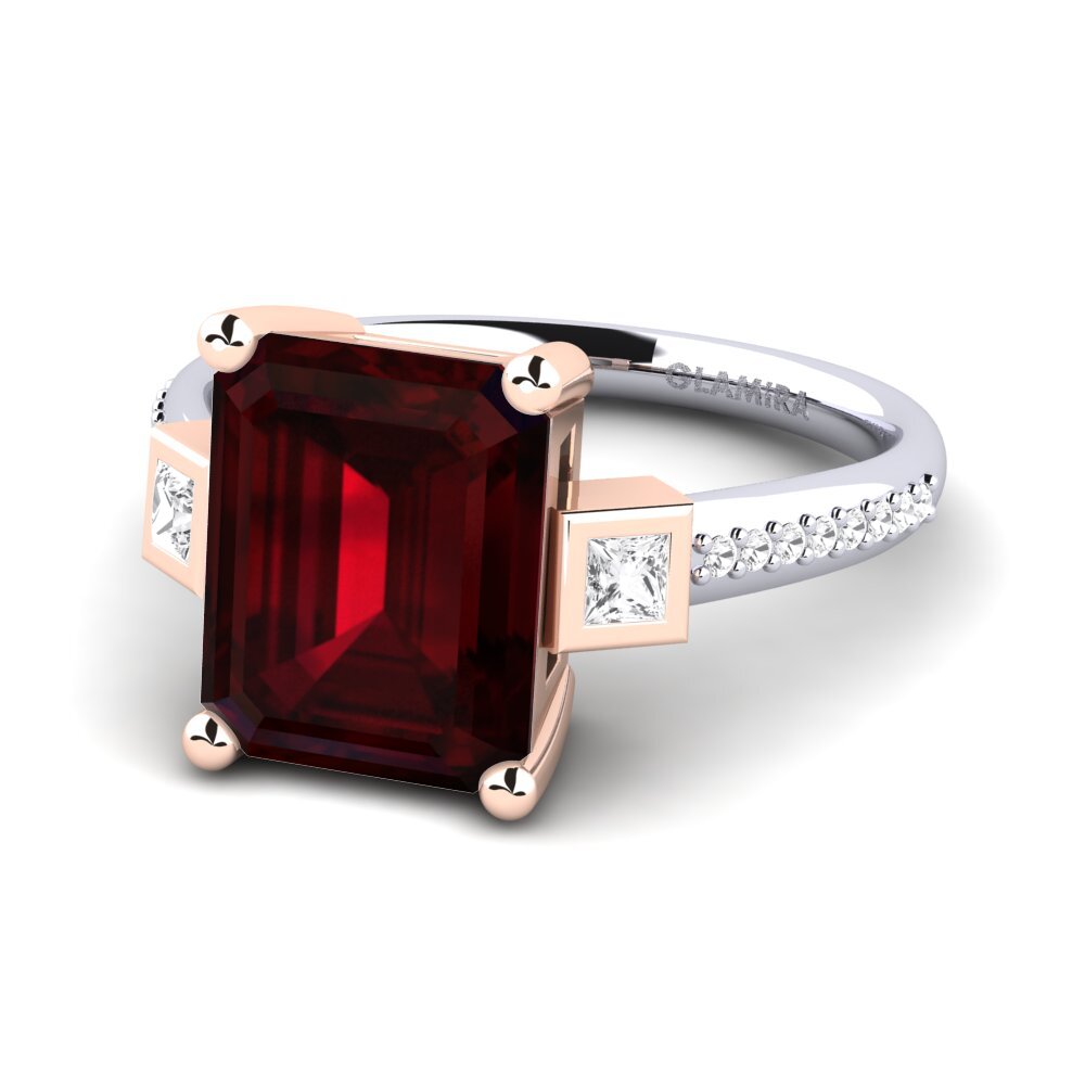 14k White & Rose Gold Garnet Engagement Ring Sohniel