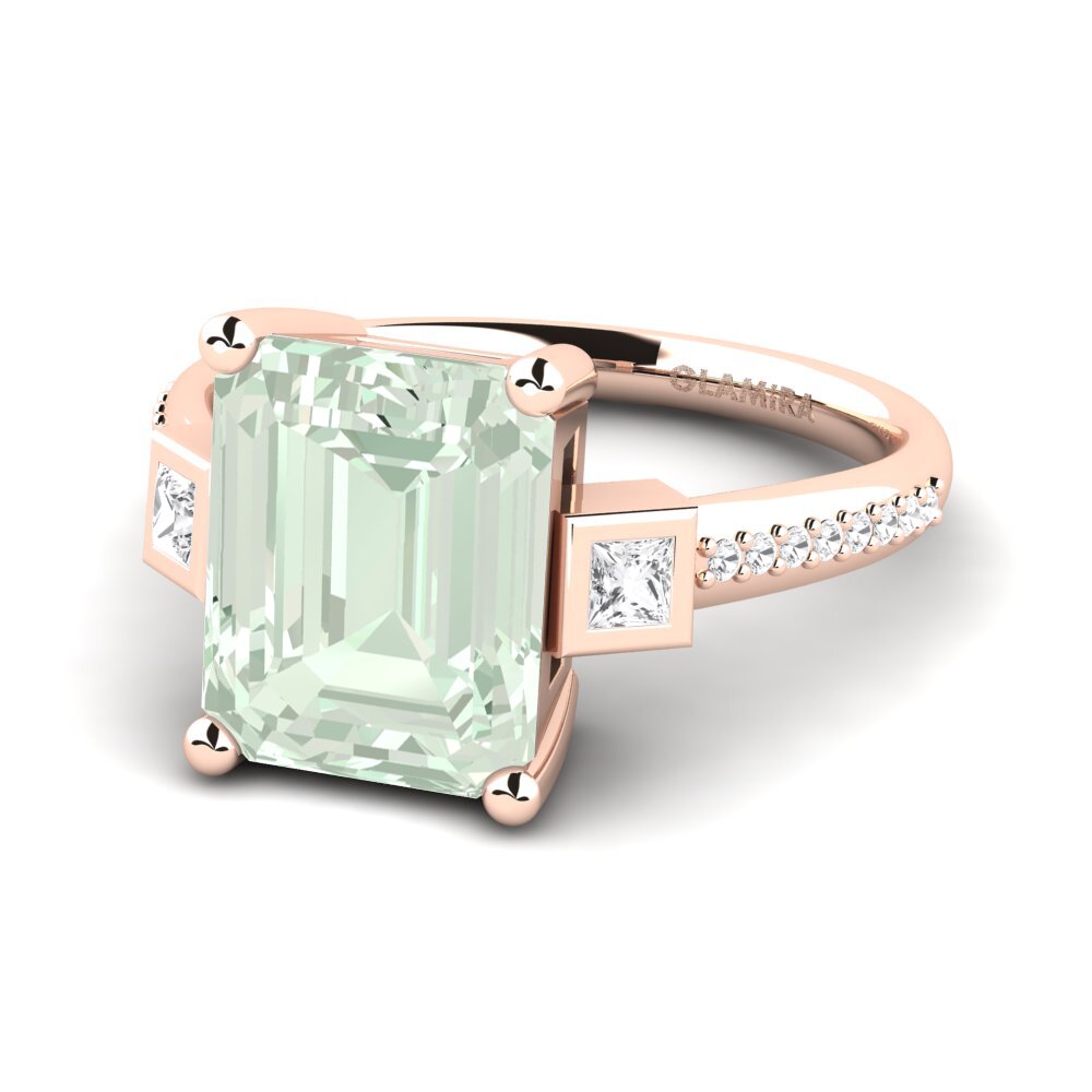 9k Rose Gold Green Amethyst Engagement Ring Sohniel