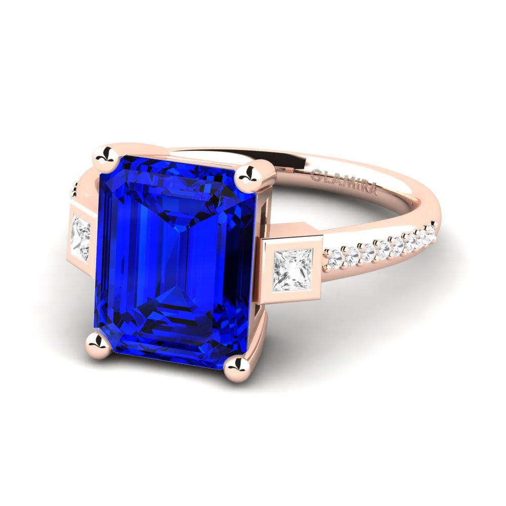 9k Rose Gold Sapphire (Lab Created) Engagement Ring Sohniel