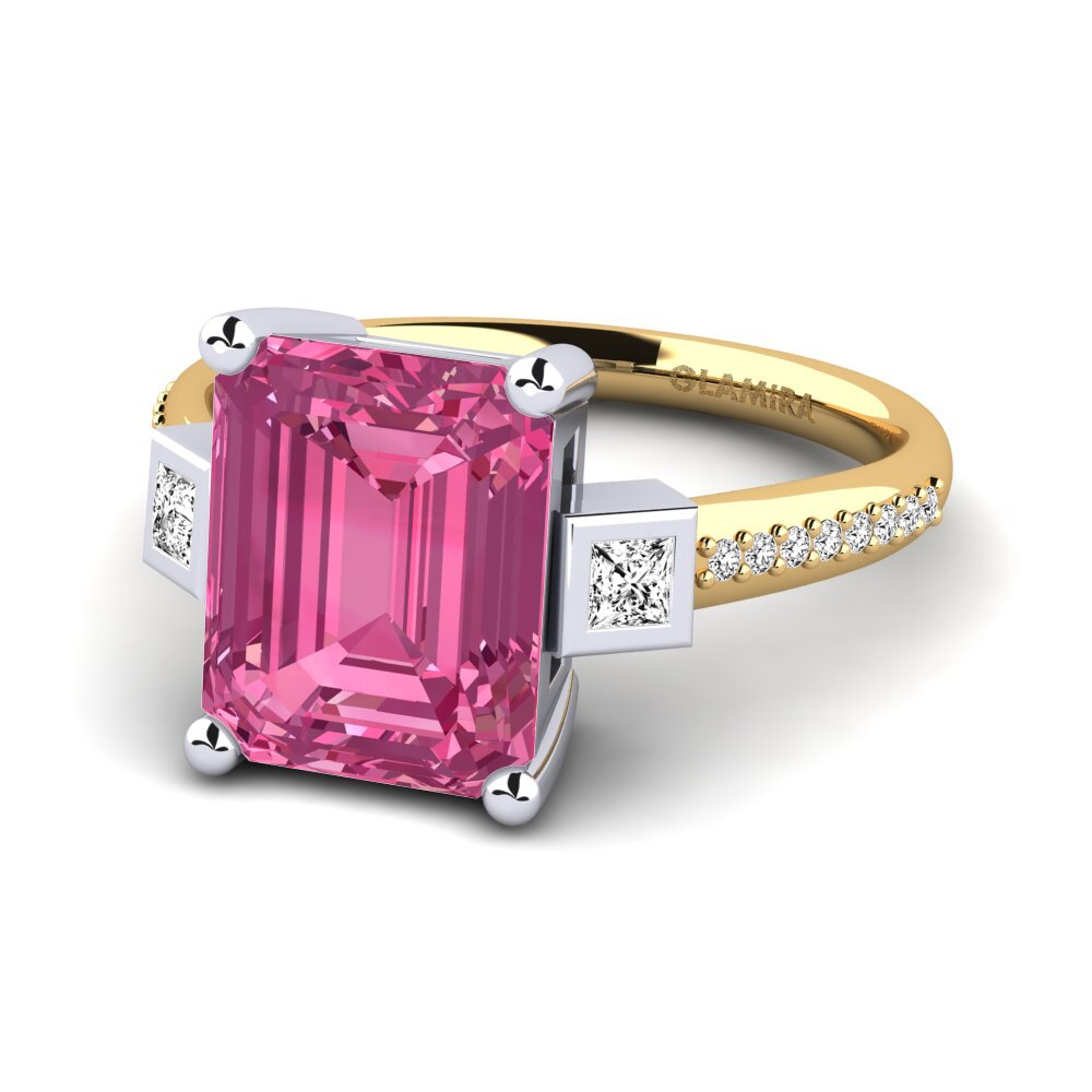 14ct Yellow / White Gold Pink Tourmaline Engagement Ring Sohniel