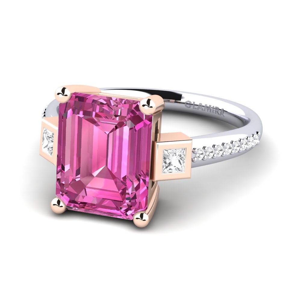 14k White & Rose Gold Pink Topaz Engagement Ring Sohniel