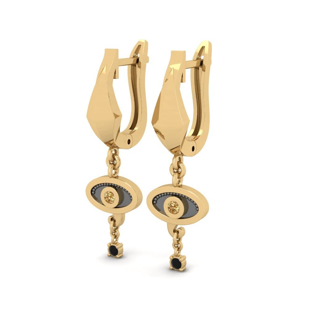 Diamant Brun Boucle d'oreille femme Solamente