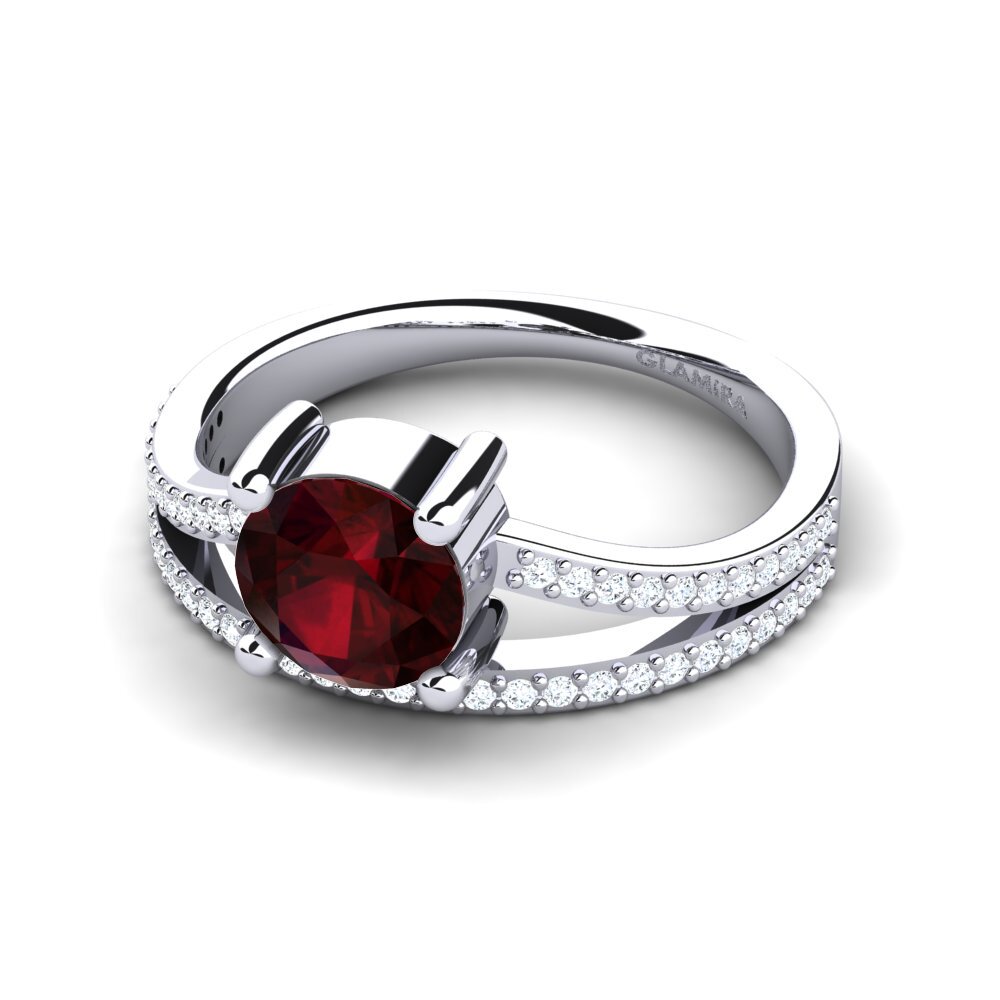 Đá Garnet / Ngọc Hồng Lựu Nhẫn đính hôn Solenas