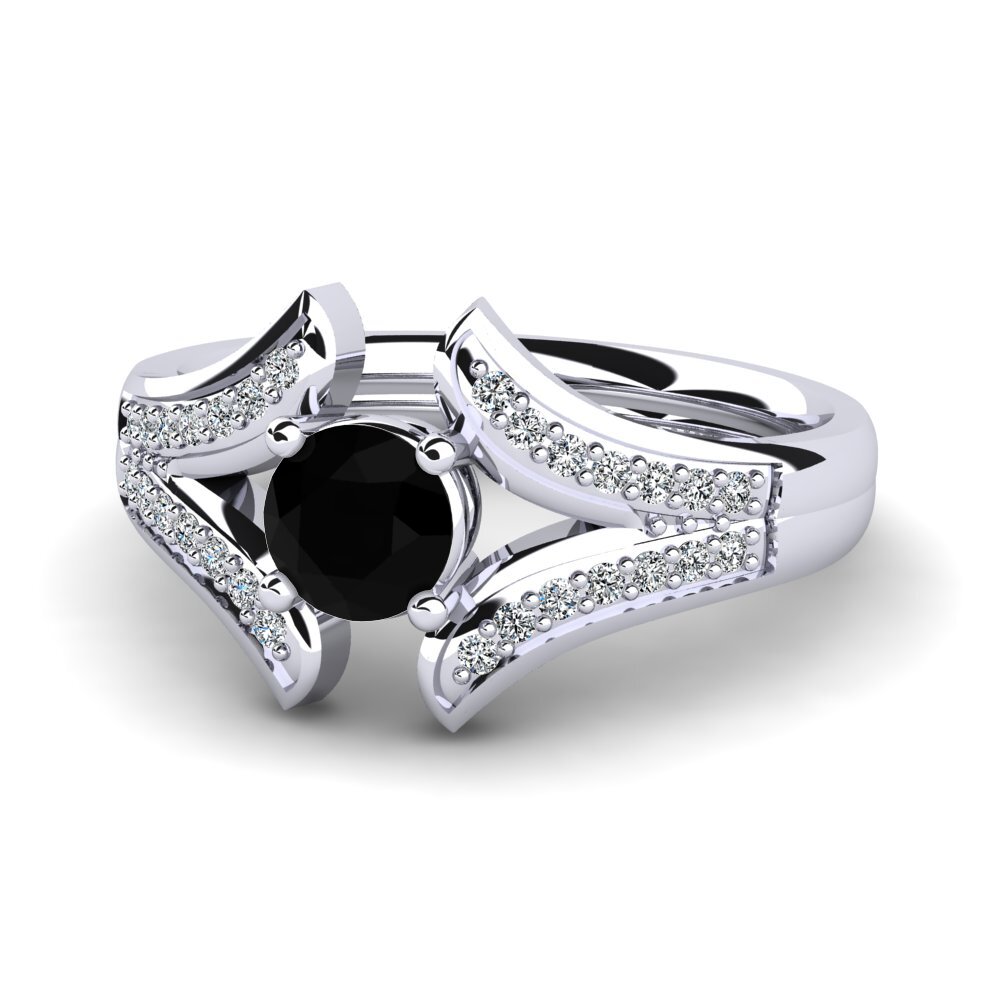 Black Diamond Engagement Ring Solita