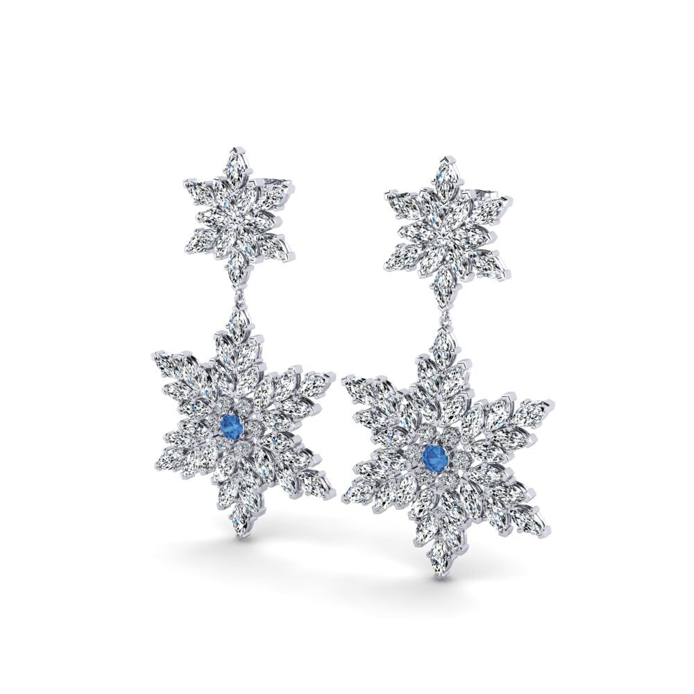 Zircônia azul escuro Brincos Feminino Soloni