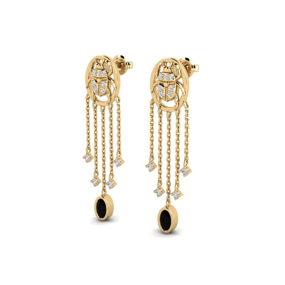 14ct Yellow Gold Oval Black Diamond Women's Earring Solwezi