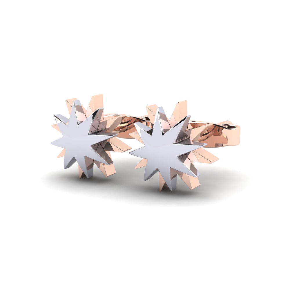9k Oro Rosa/Blanco Pendientes Sontuoso