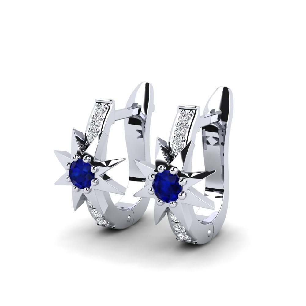 18ct White Gold Sapphire Women's Earring Spanios