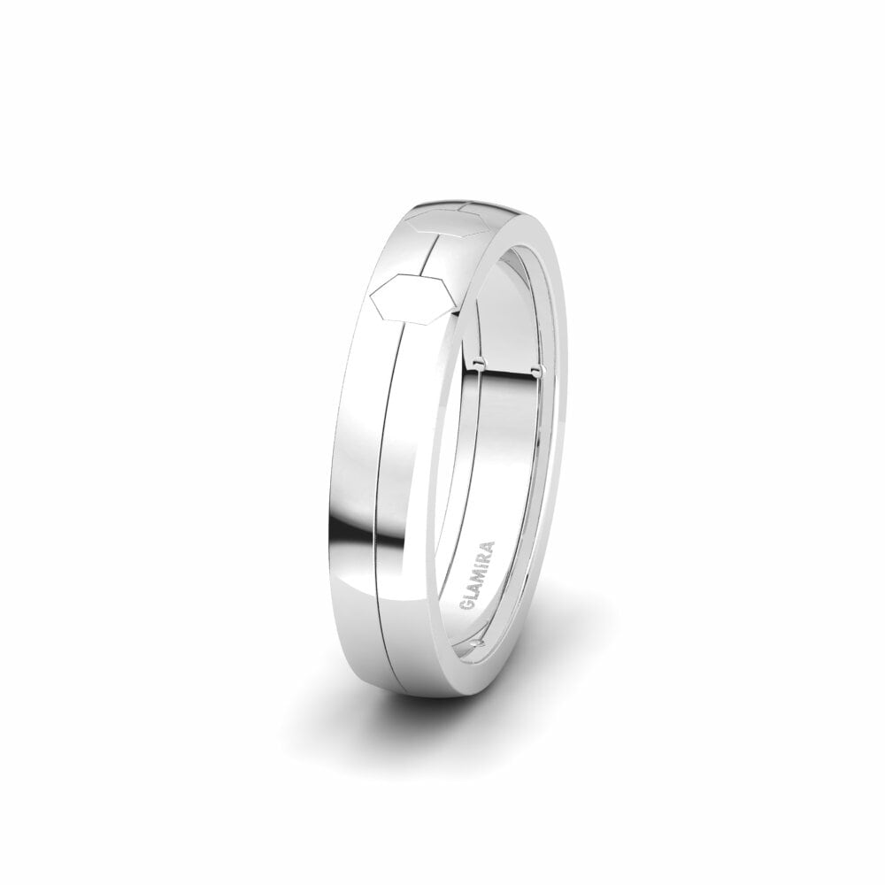 White Silver Men's Wedding Ring Spectacular Route 5 mm