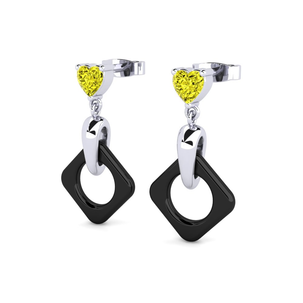 Diamant Jaune Boucle d'oreille femme Sphealed