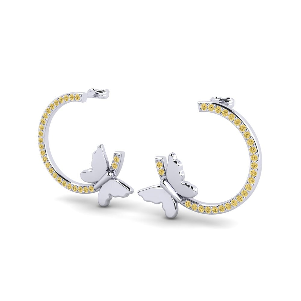 Plata 925 Diamante Amarillo Pendiente de mujer Spica