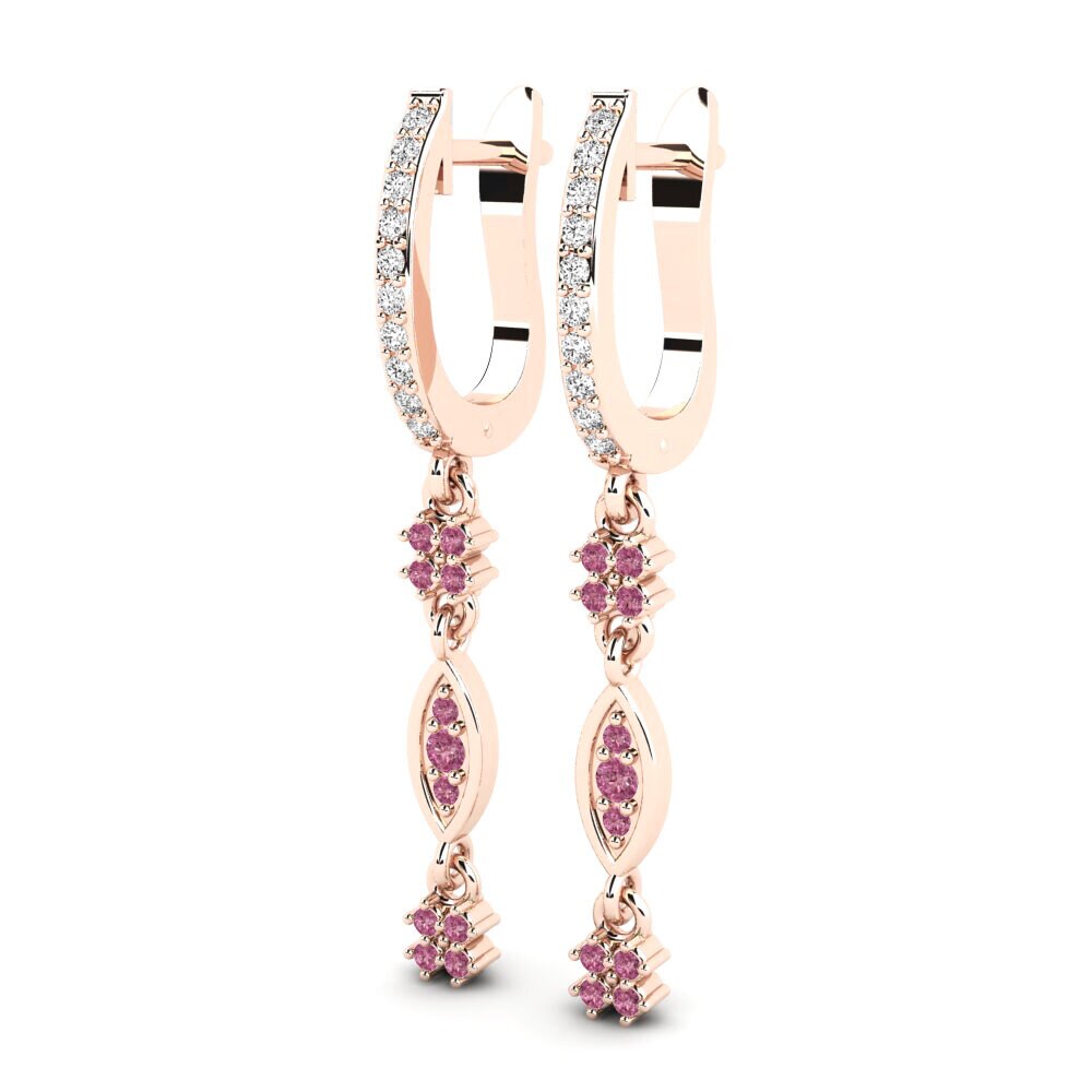 14k Oro Rosa Granate Rhodolite Pendiente de mujer Splendore