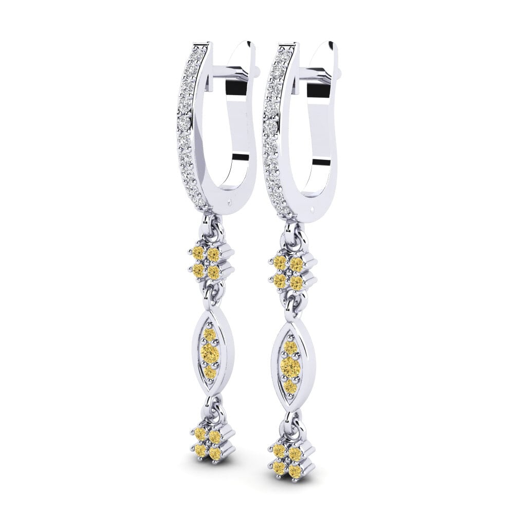 Plata 925 Diamante Amarillo Pendiente de mujer Splendore